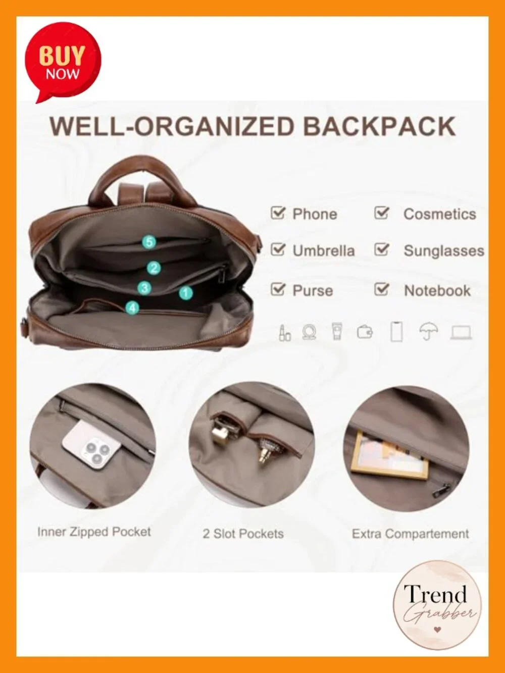 Convertible Vegan Leather Laptop Backpack Purse with Wallet Pouch Set